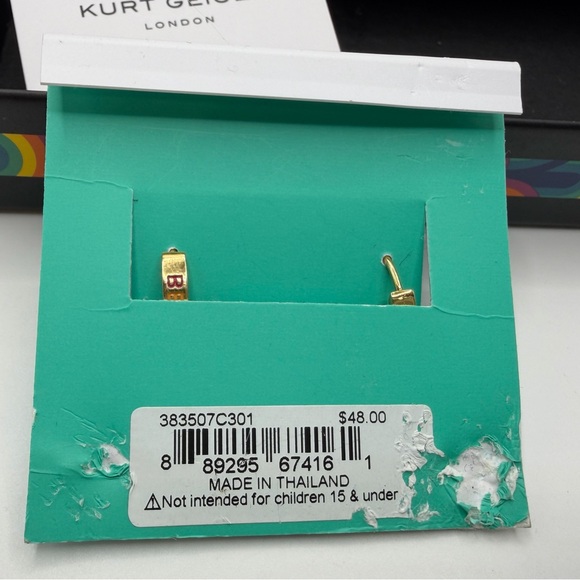 Kurt Geiger Metallic Quilted Mini Bag in Emerald with Gold Lock & Earrings - Picture 5 of 6